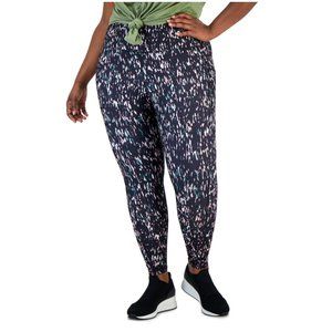 NWT ID Ideology Womens Side Pocket Activewear 7/8 Leggings Black Sz 1X $50 B346